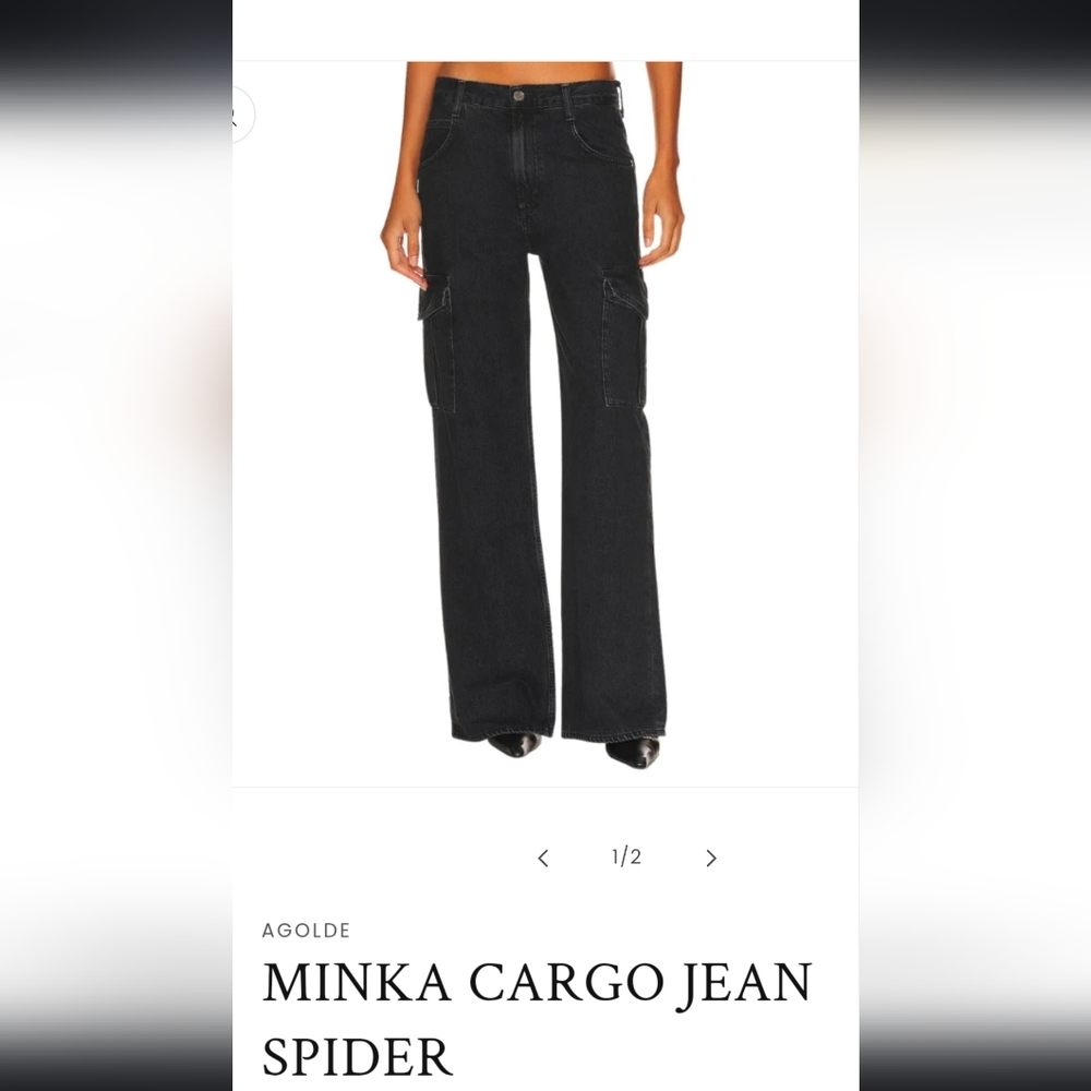 Agolde Minka high-rise denim cargo pants sz 29 color Spyder